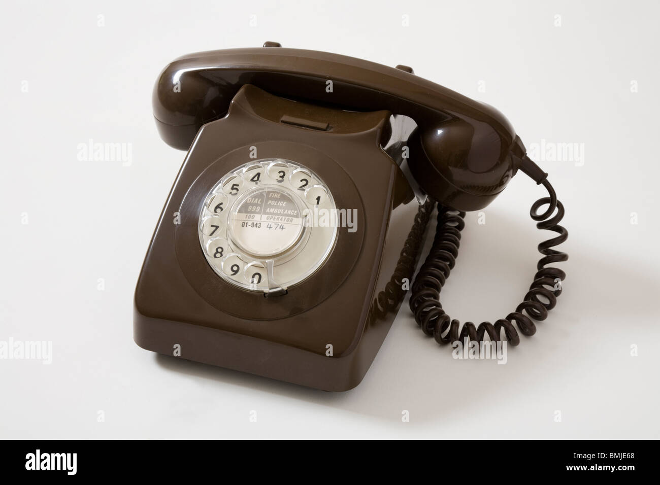 GPO / Post Büro inländische Wohn-Telefon ab etwa 1970 mit Zifferblatt. (Telefonnummer auf dem Zifferblatt hat eine Ziffer gelöscht hatte) Stockfoto