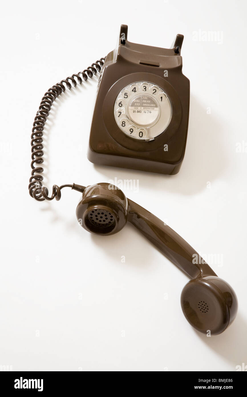 GPO / Post Büro inländische Wohn-Telefon ab etwa 1970 mit Zifferblatt. (Telefonnummer auf dem Zifferblatt hat eine Ziffer gelöscht hatte) Stockfoto