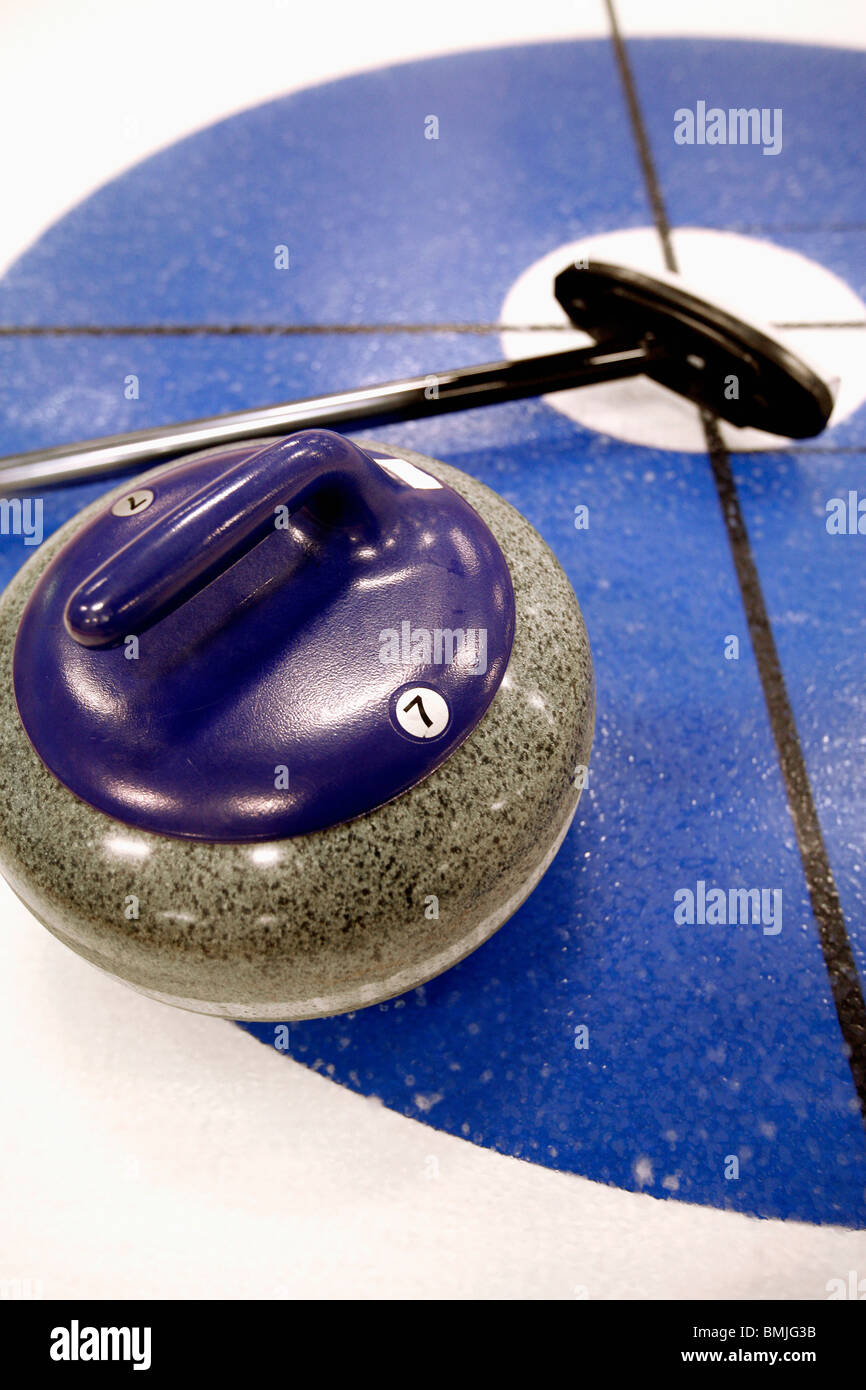 Closeup auf Curling-Stein Stockfoto