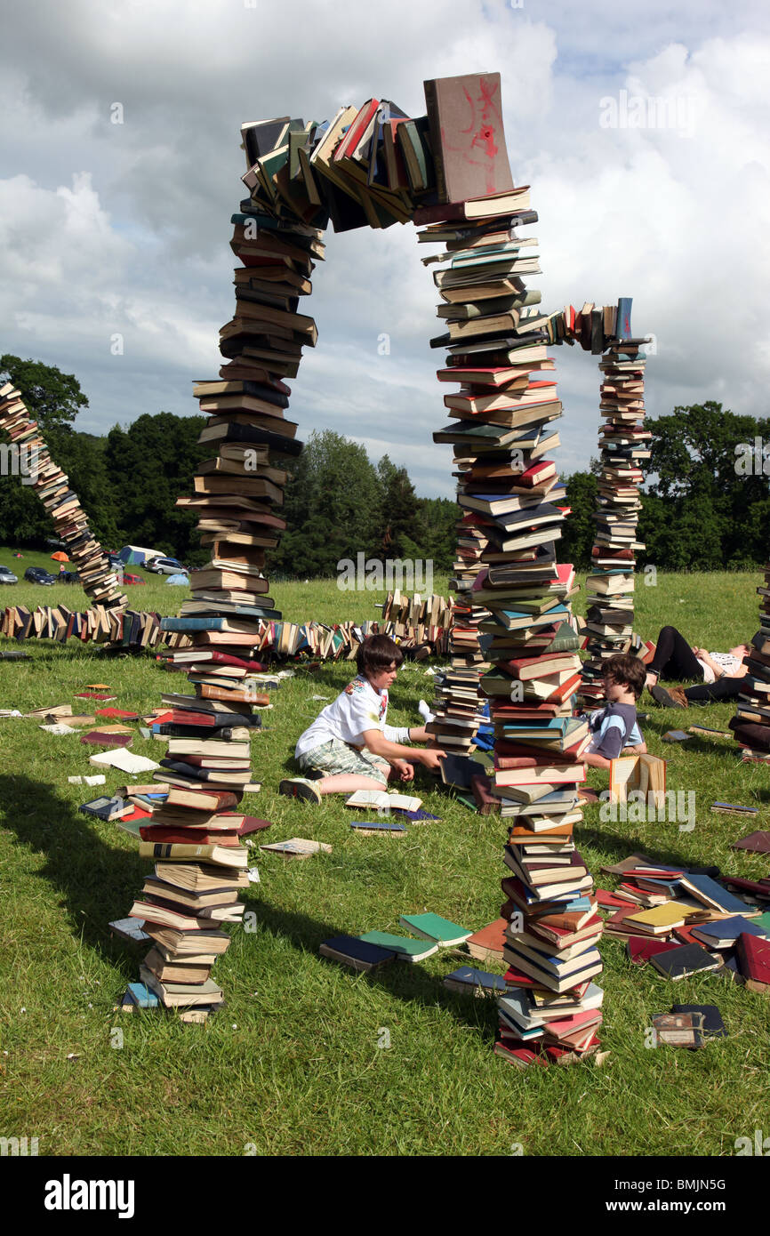 unerwünschte Ex-Bibliothek Bücher an Flatlake Festival, Irland Stockfoto