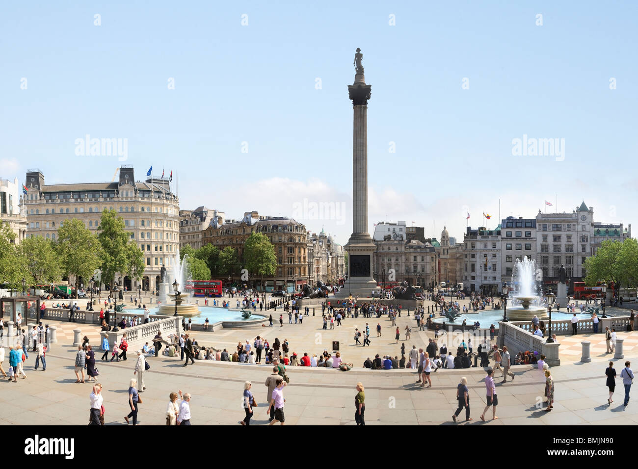Nelson Säule auf dem Trafalgar Square Stockfoto