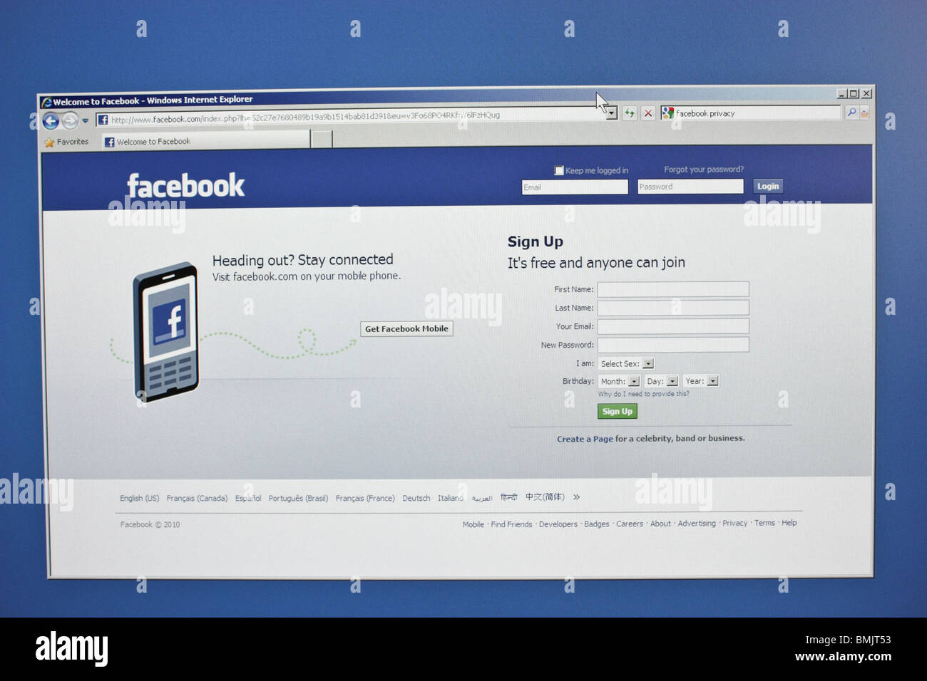 soziales Netzwerk Community Facebook website Stockfoto