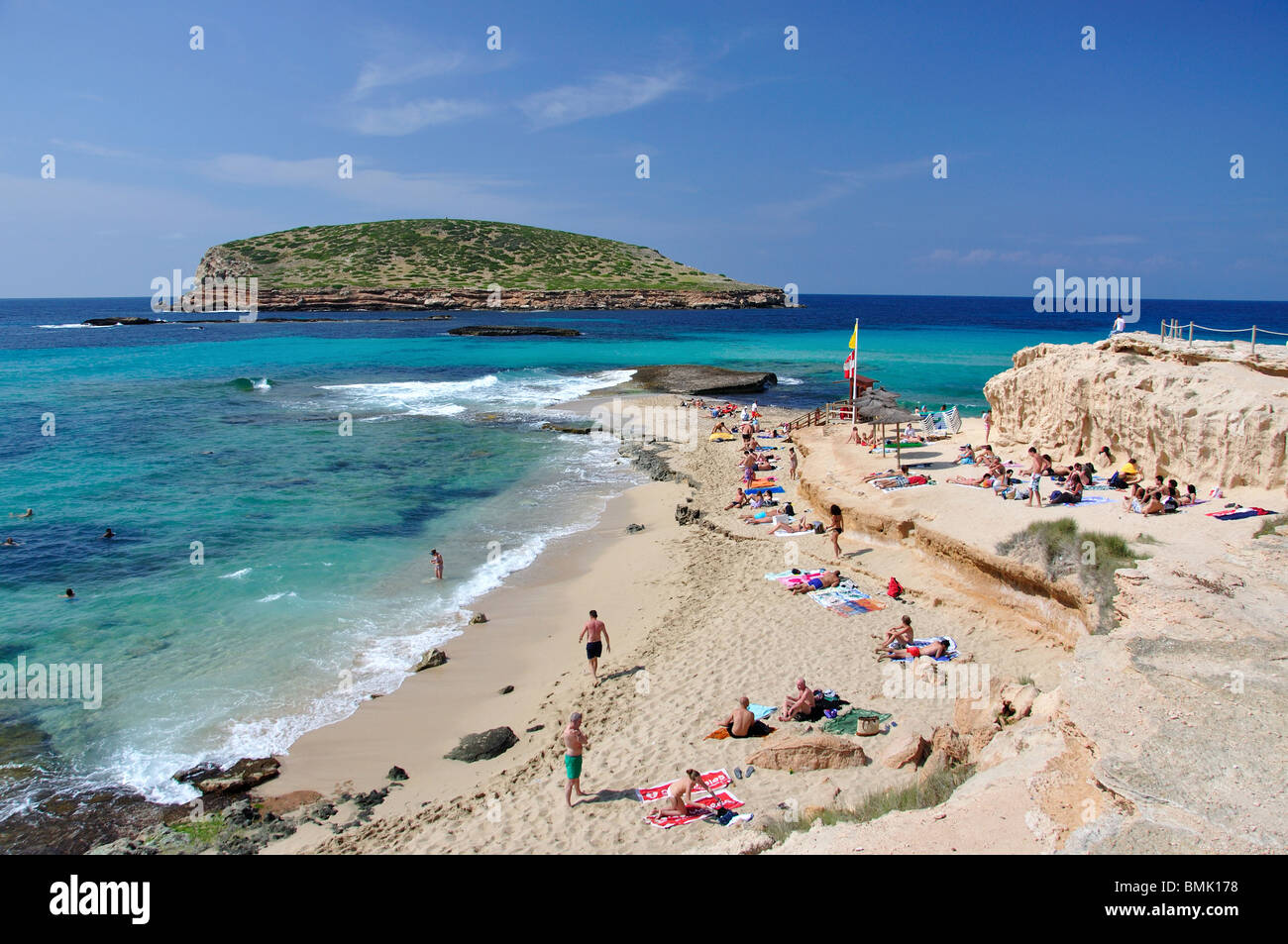 Strandblick Cala Comte Ibiza Balearen Spanien Stockfotografie Alamy