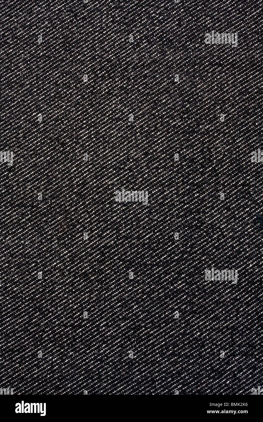 Textur der schwarzen Jeans Stoff Hintergrund Stockfoto