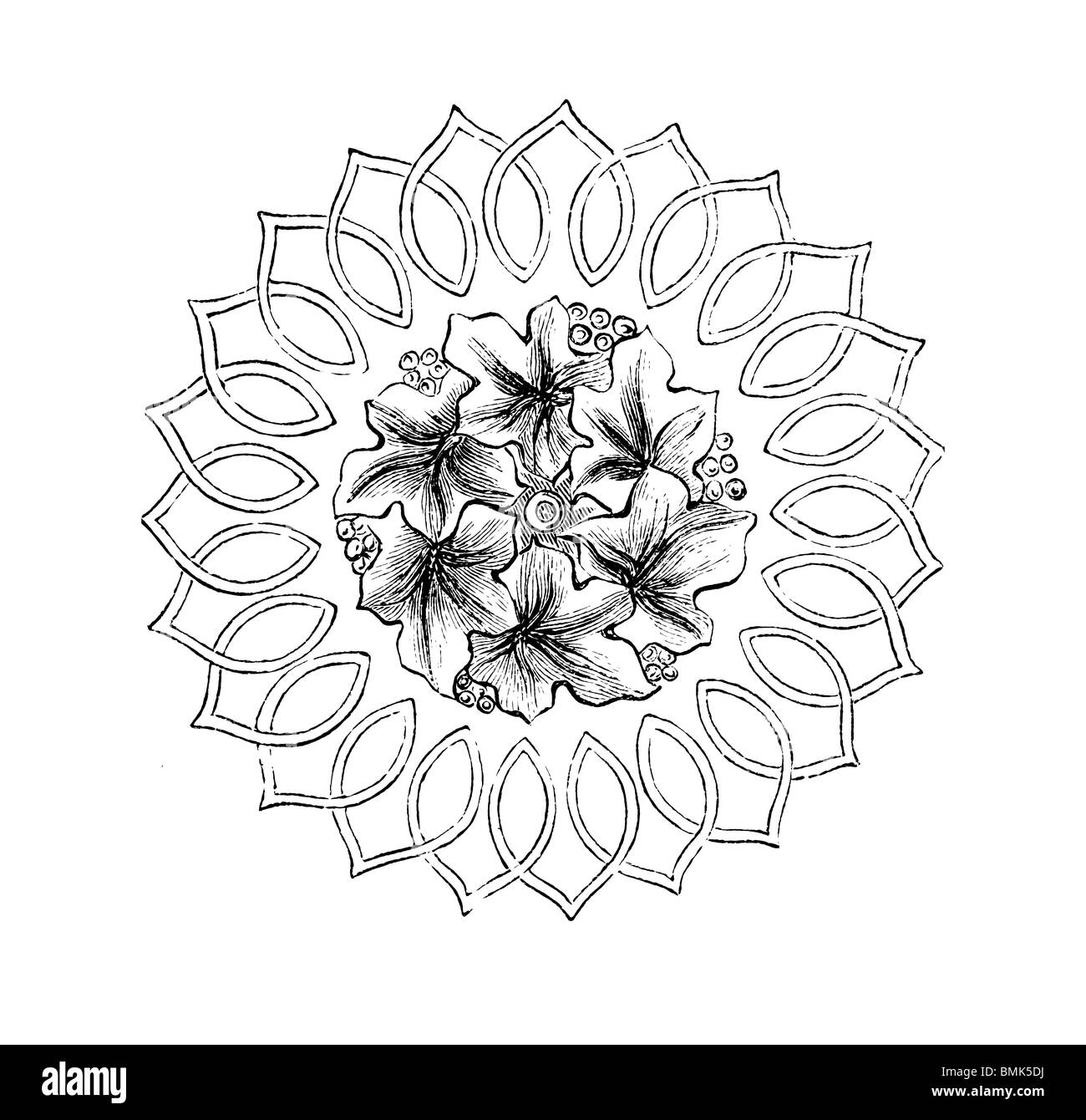 Schwarz / weiß-Gravur schneiden Sie isoliert auf weiss. Abbildung eines Kunst-Elements auf der großen Londoner Ausstellung 1851 ausgestellt. Stockfoto