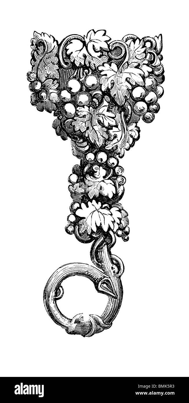 Schwarz / weiß-Gravur schneiden Sie isoliert auf weiss. Abbildung eines Kunst-Elements auf der großen Londoner Ausstellung 1851 ausgestellt. Stockfoto