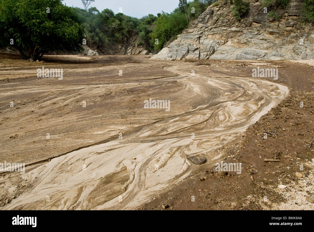 Äthiopien: Unteren Omo River Basin, Hamar Stammesregion, trockene Flussbett des Kiso Stockfoto