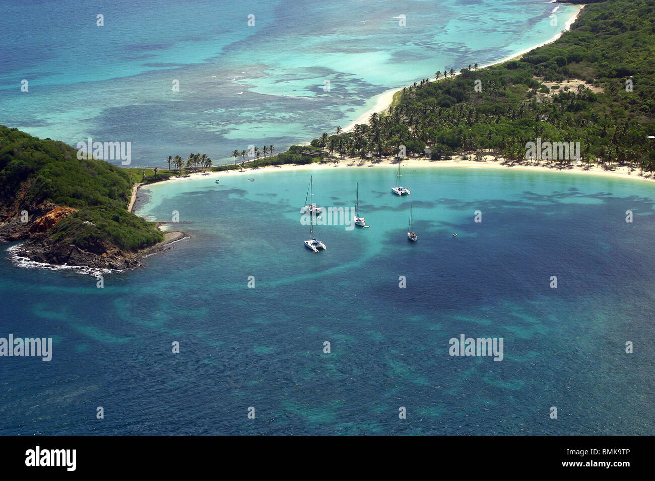Himmlische Landschaft an Tobago Cays, West Indies, Karibik Stockfoto