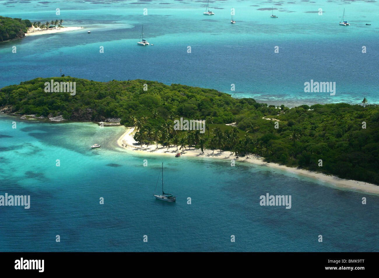 Himmlische Landschaft an Tobago Cays, West Indies, Karibik Stockfoto