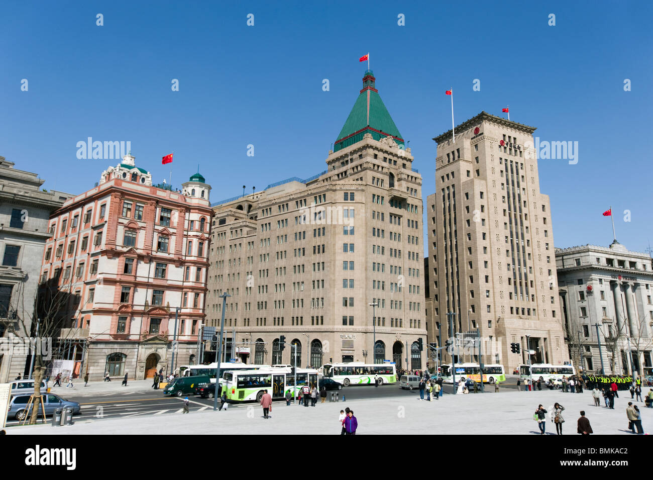 Das Peace Hotel on the Bund, Shanghai, China Stockfoto