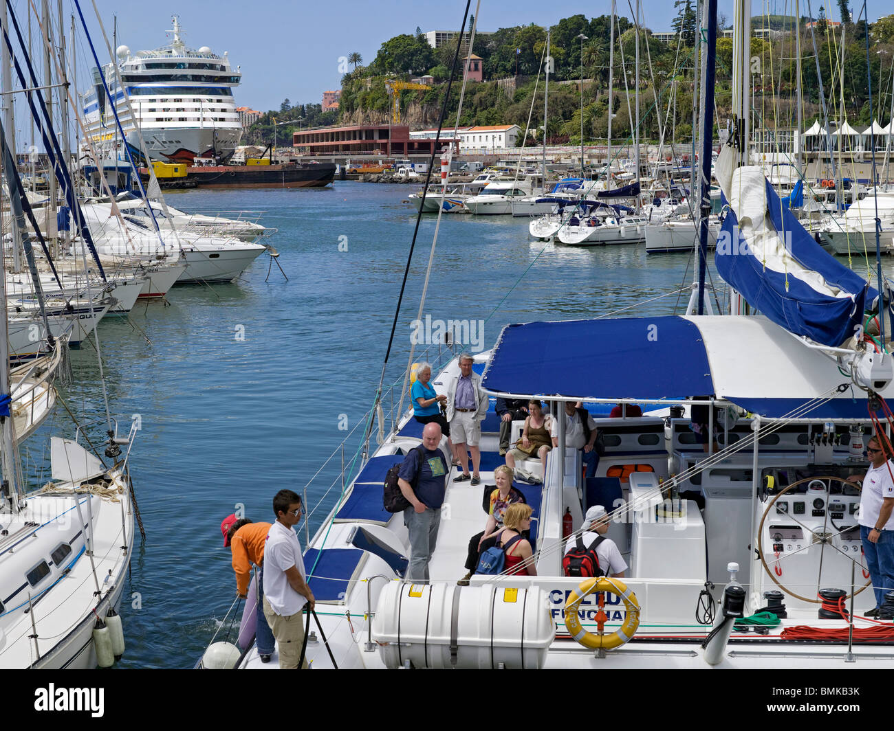 Kreuzfahrtschiff-Boote und Jachten im Yachthafen Funchal Madeira Portugal EU Europe Stockfoto