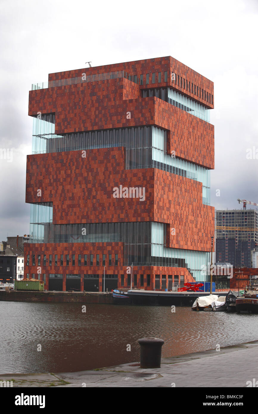 Museum Aan De Stroom (MAS), Hanzestedenplatts in Antwerpen, Belgien. Stockfoto