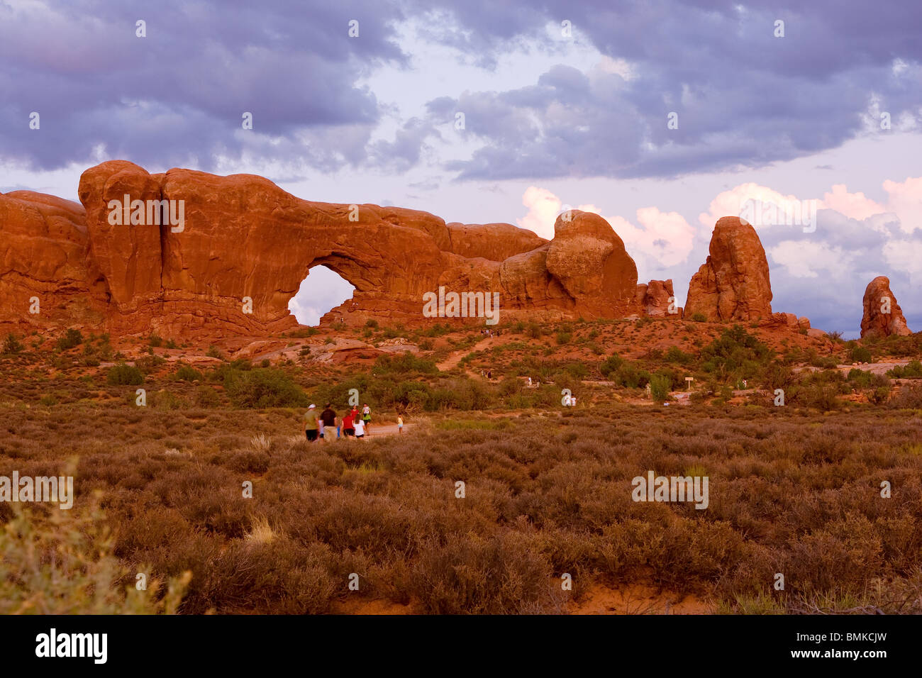 Nord-Fenster, Arches-Nationalpark, Moab, Utah Stockfoto