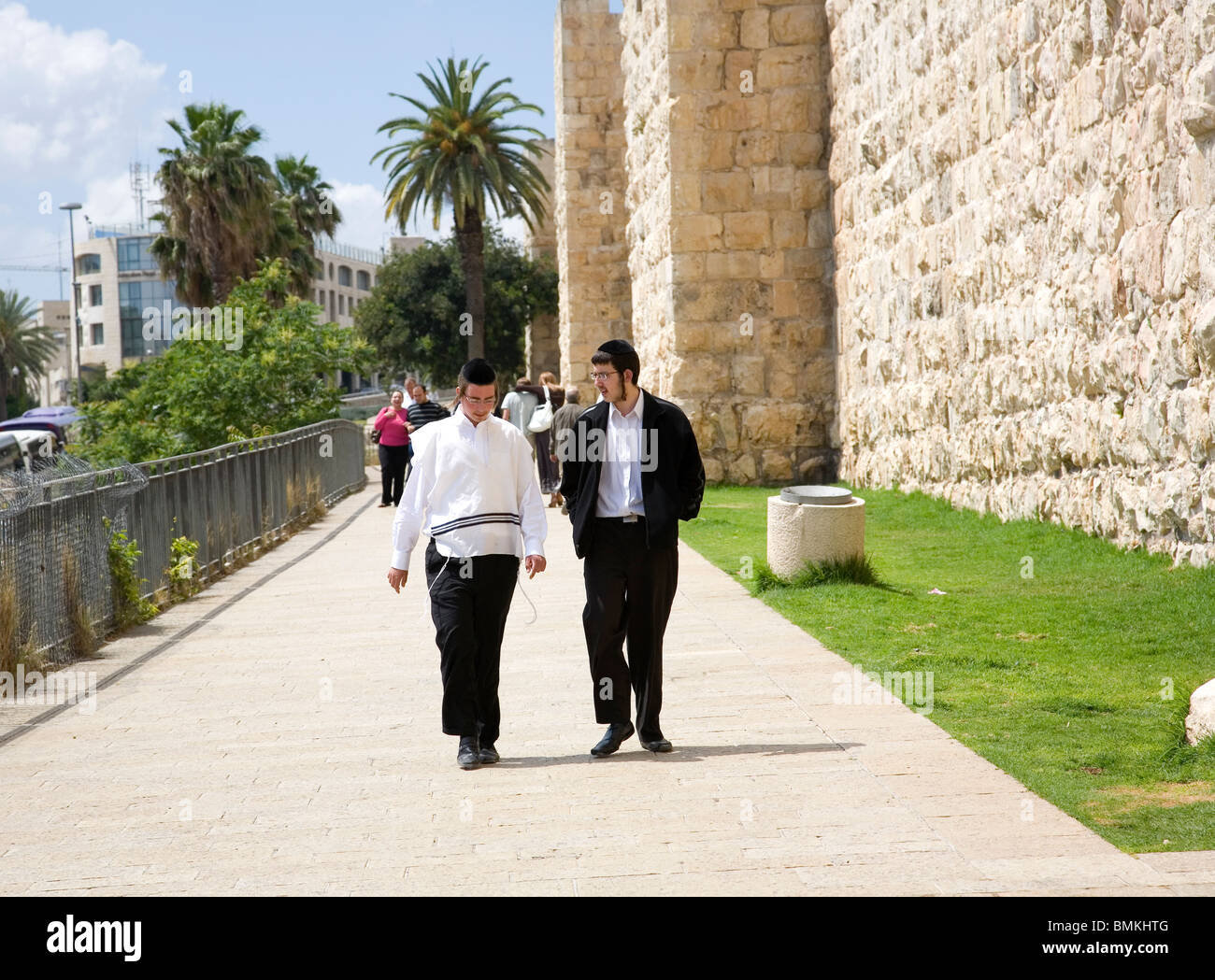 Auffahrt Richtung Westseite des alten Jerusalem gated Wand - Ansatz auf Jaffa-Tor Stockfoto