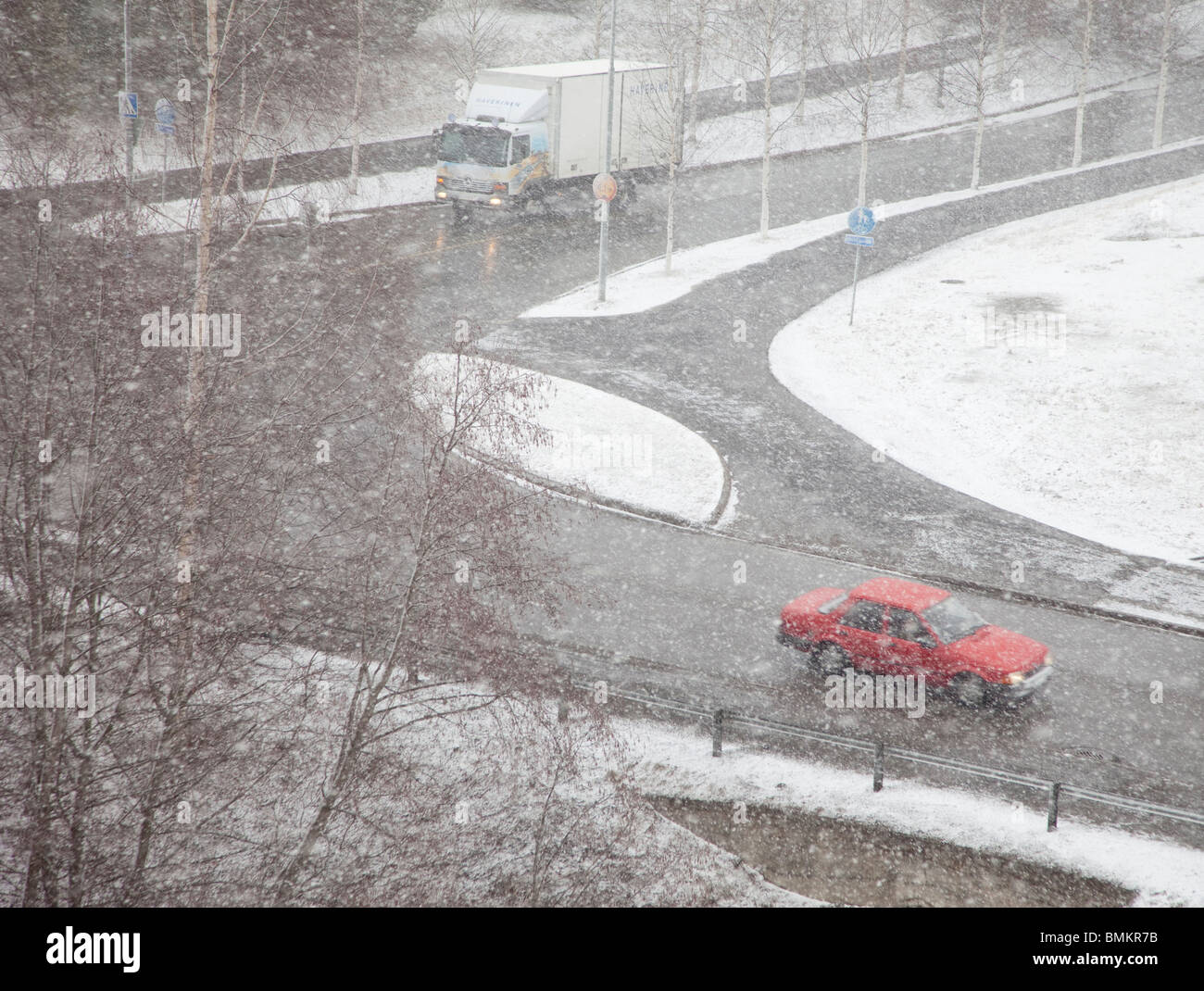 Es schneite Nassschnee, Finnland Stockfoto