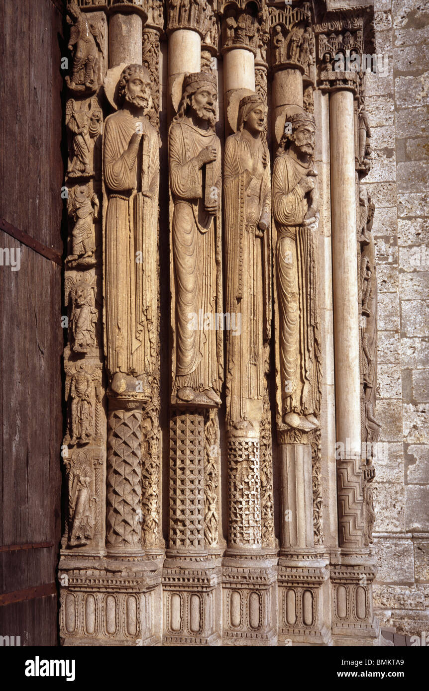 Chartres Kathedrale Notre-Dame, Frankreich. Kings & Queens Stockfoto