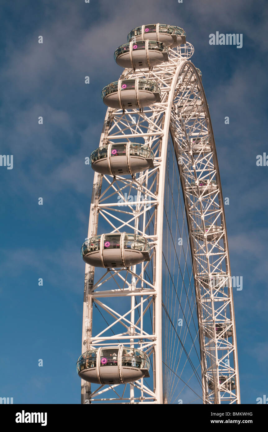 London Eye oder Millennium Wheel, Zentral-London, England Stockfoto