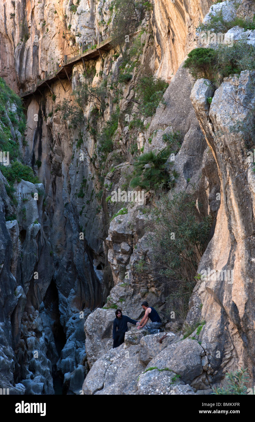 El Caminito del Rey, oder des Königs wenig Weg. El Chorro. Andalusien, Spanien Stockfoto
