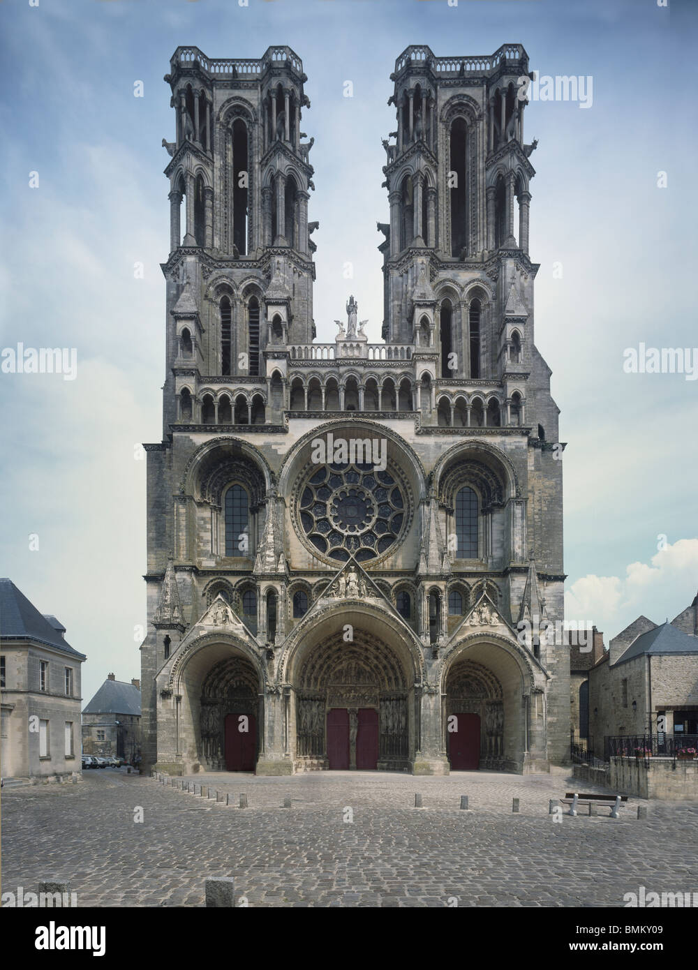 Laon Kathedrale Westfassade Stockfoto