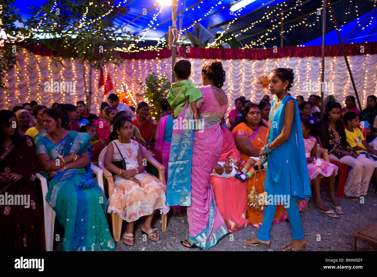 Hindi Hochzeit, Trou D' Eau Douce, Mauritius, Afrika Stockfoto