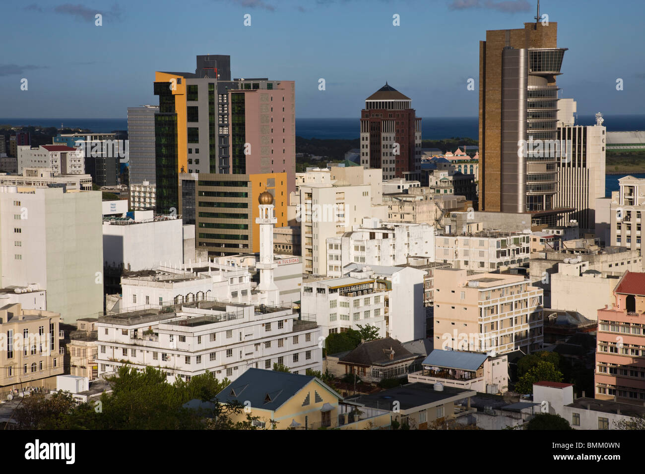 Mauritius, Port Louis, Blick auf die Stadt von Fort Adelaide, Morgendämmerung Stockfoto