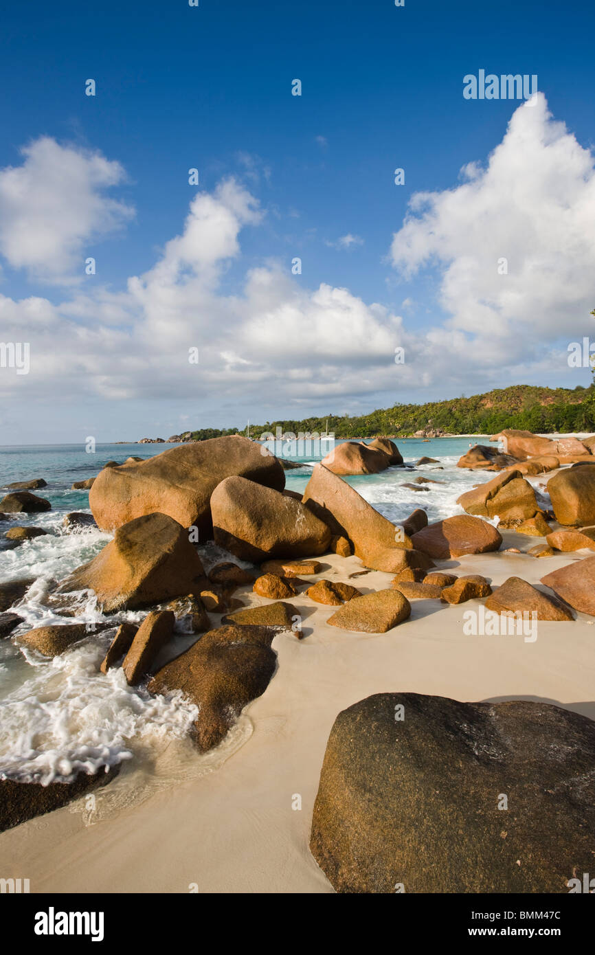 Seychellen, Insel Praslin, Chevalier Bucht, Strand Anse Lazio Stockfoto