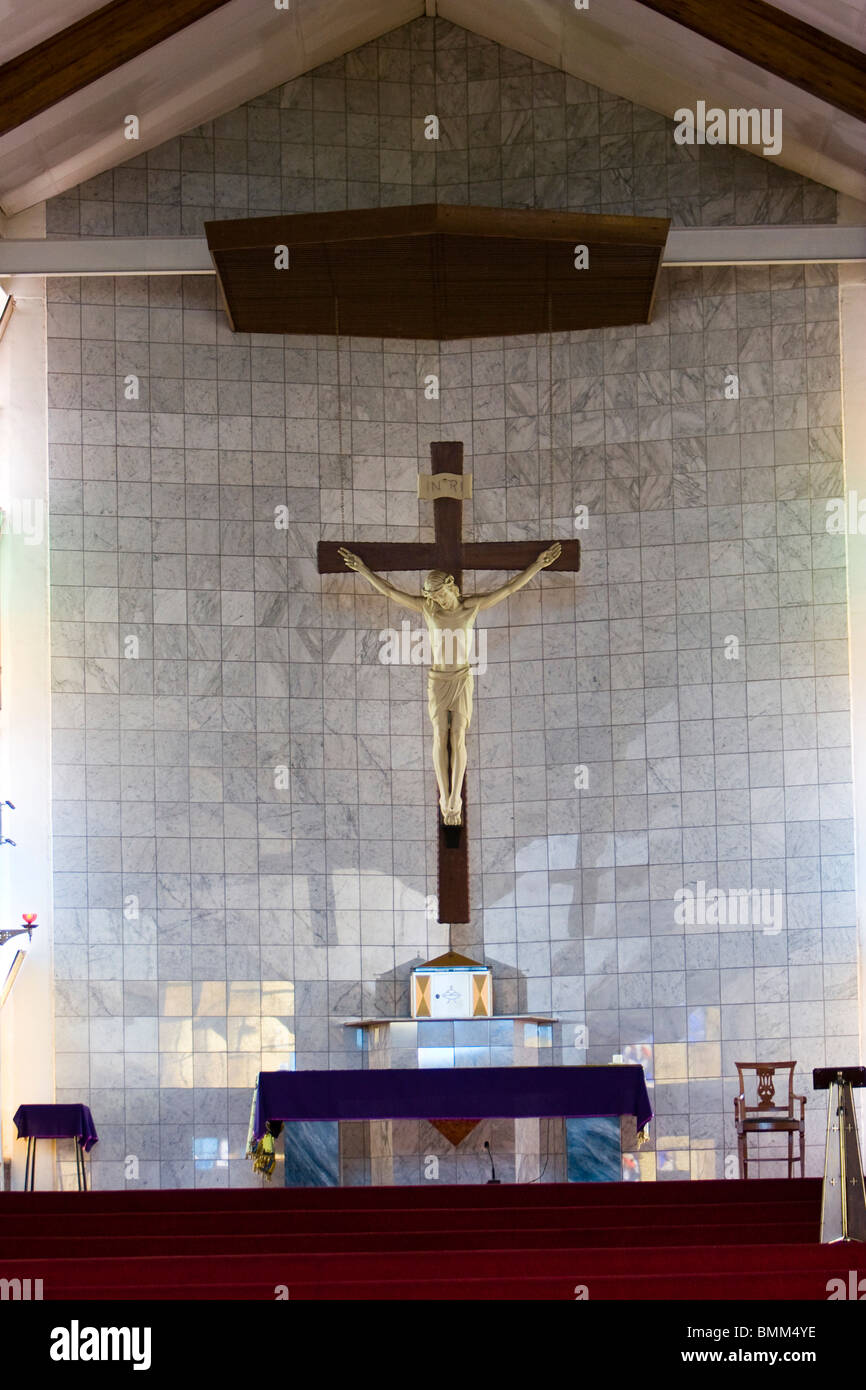 Südafrika, Johannesburg. Altar in der Regina Mundi Kirche, Soweto Stockfoto