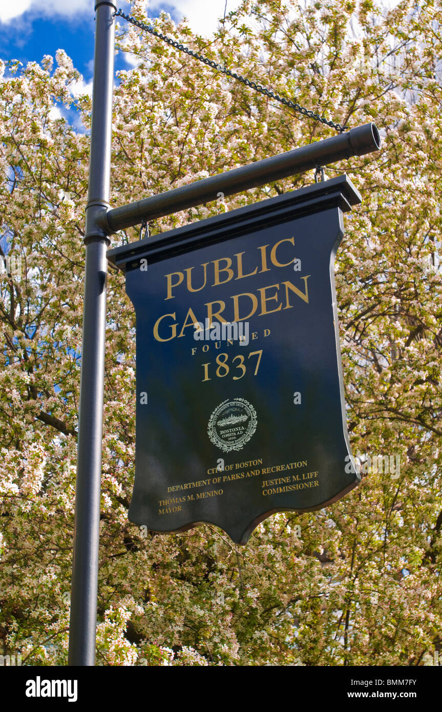 Schild an der Public Garden, Boston, Massachusetts Stockfoto