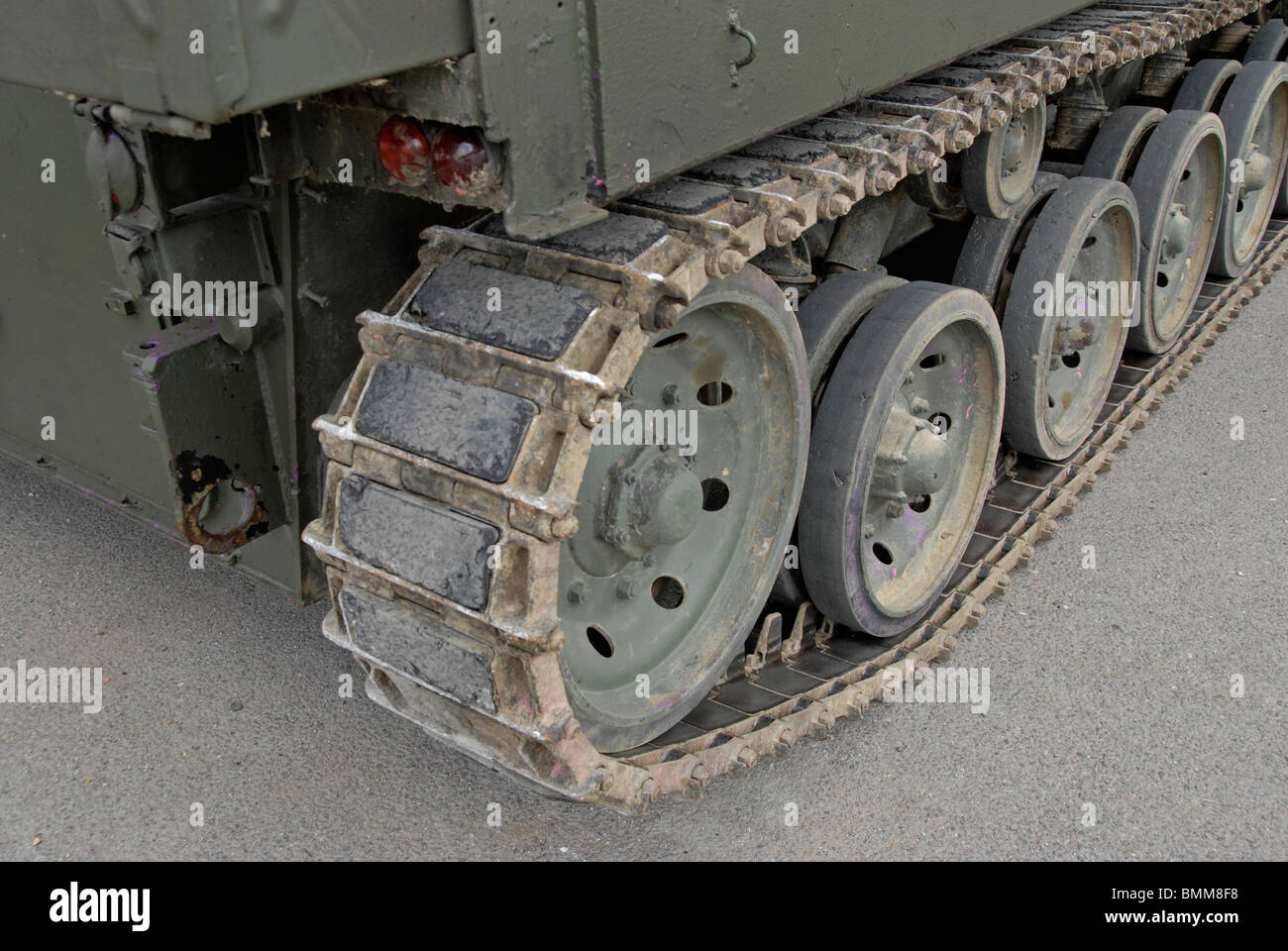 Caterpillar Track auf Panzer Stockfoto