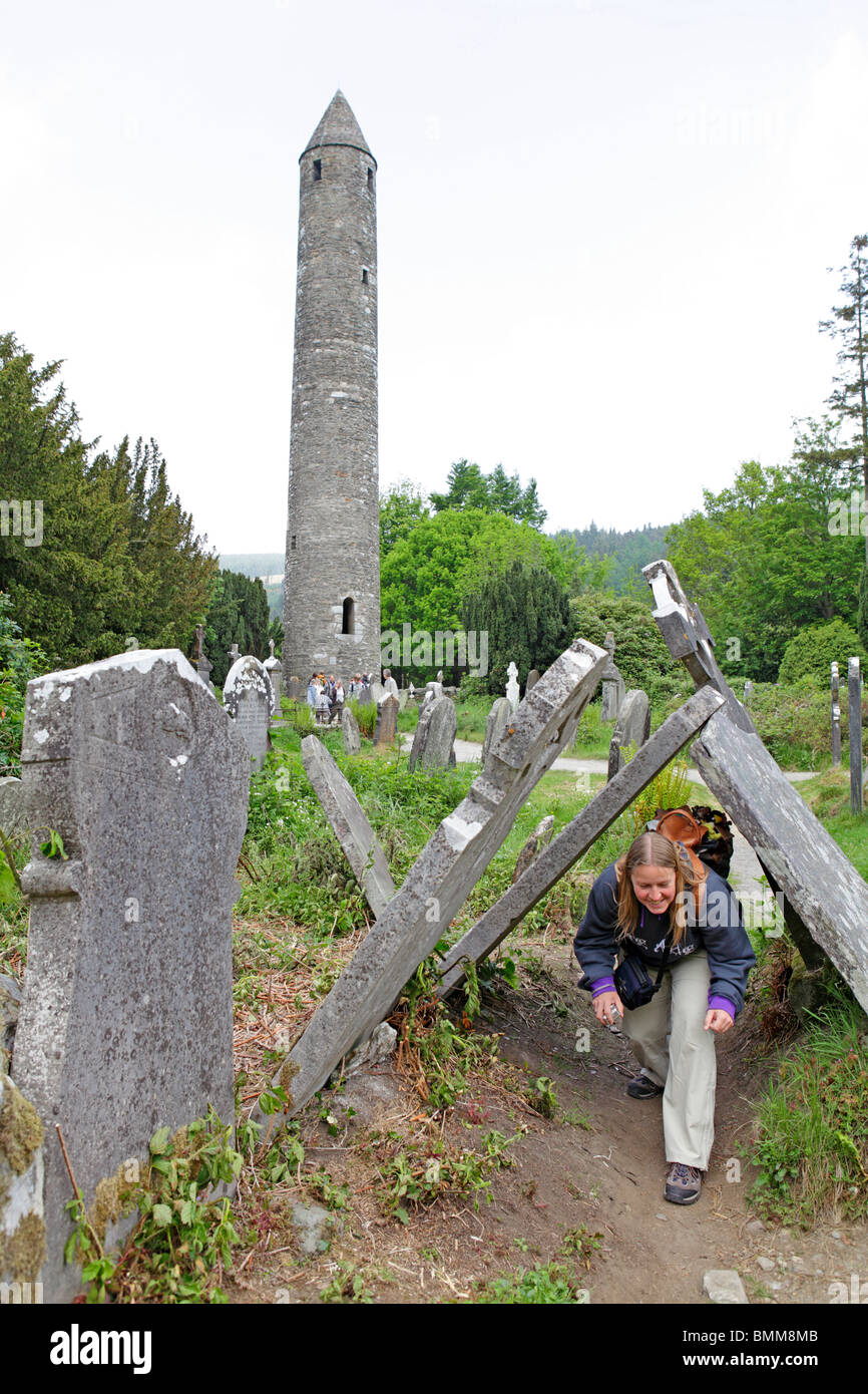 Kloster Glendalough, Co. Wicklow, Irland Stockfoto