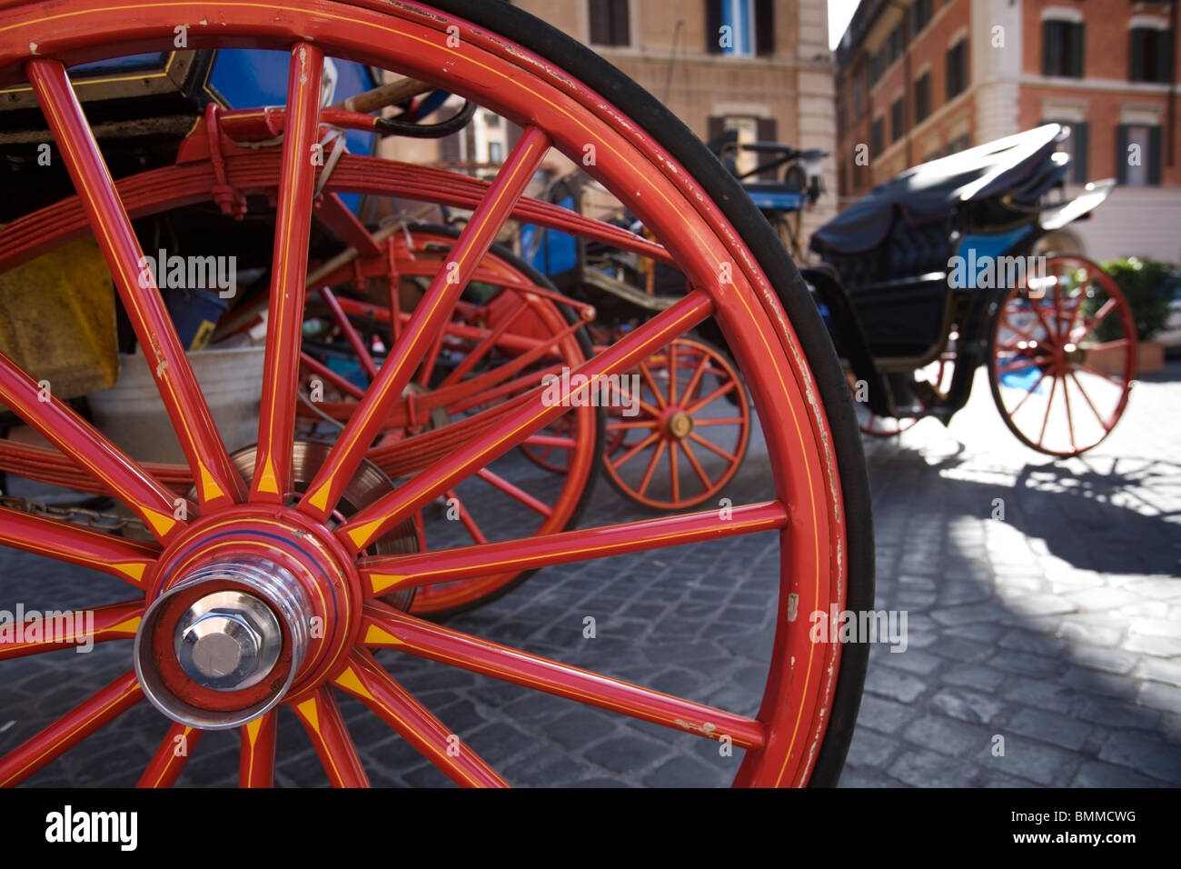 Pferdekutschen in Piazza Spagna, Rom, Italien Stockfoto
