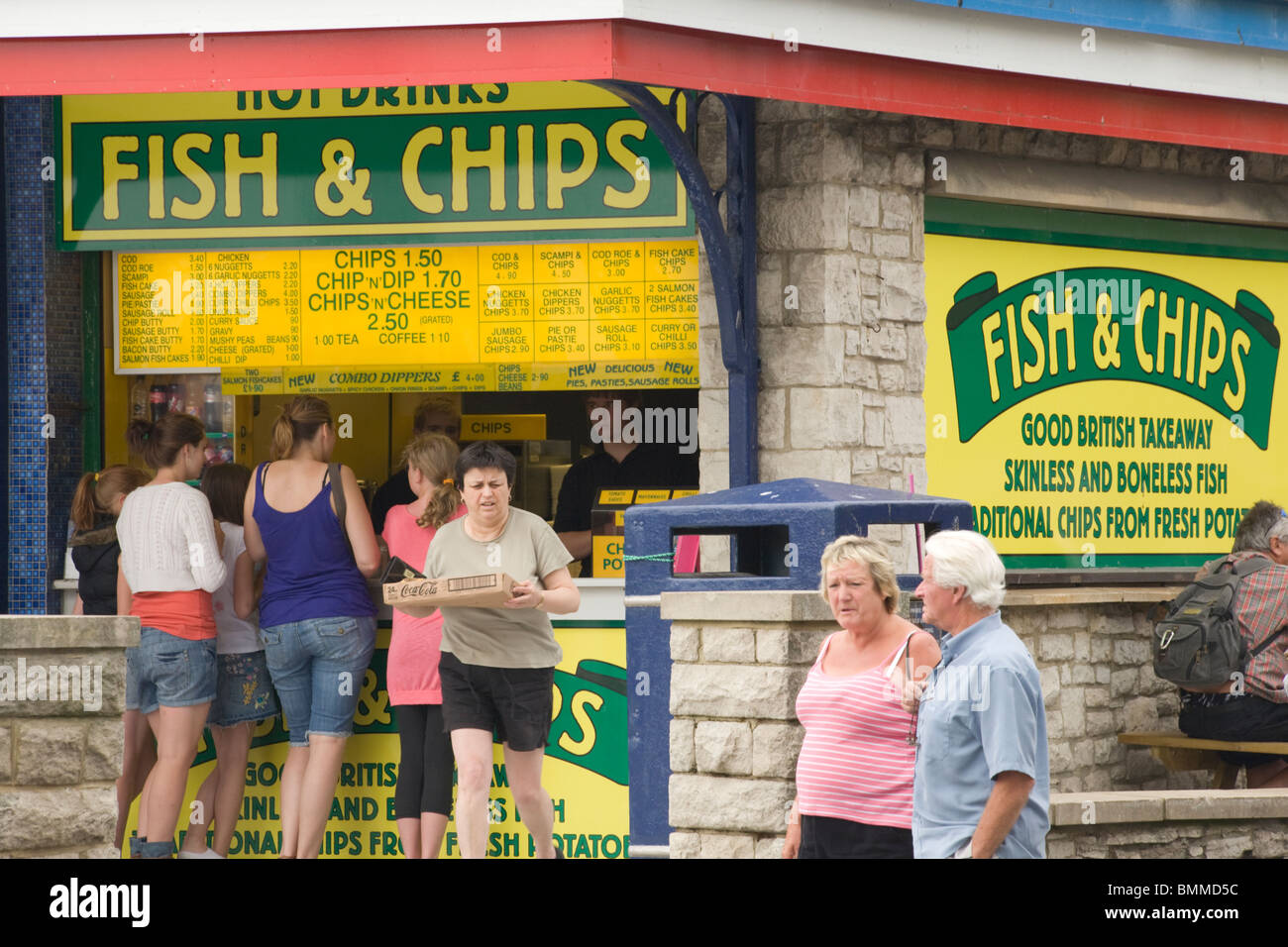 Fish &amp; Chips-Shop, Poole Quay, Dorset Stockfoto