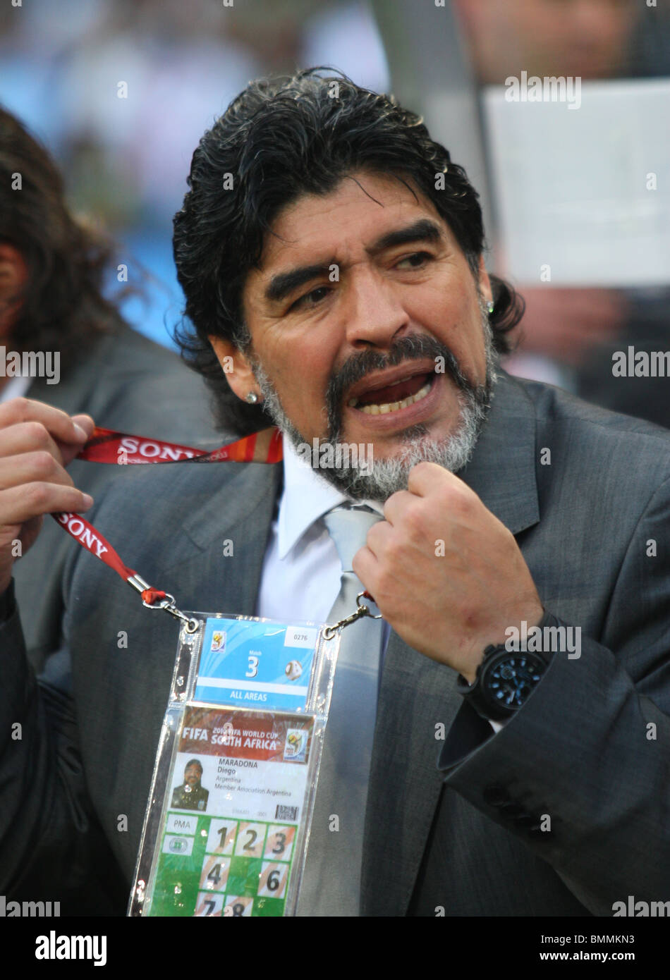DIEGO MARADONA Argentinien V NIGERIA ELLIS PARK JOHANNESBURG Südafrika 12. Juni 2010 Stockfoto