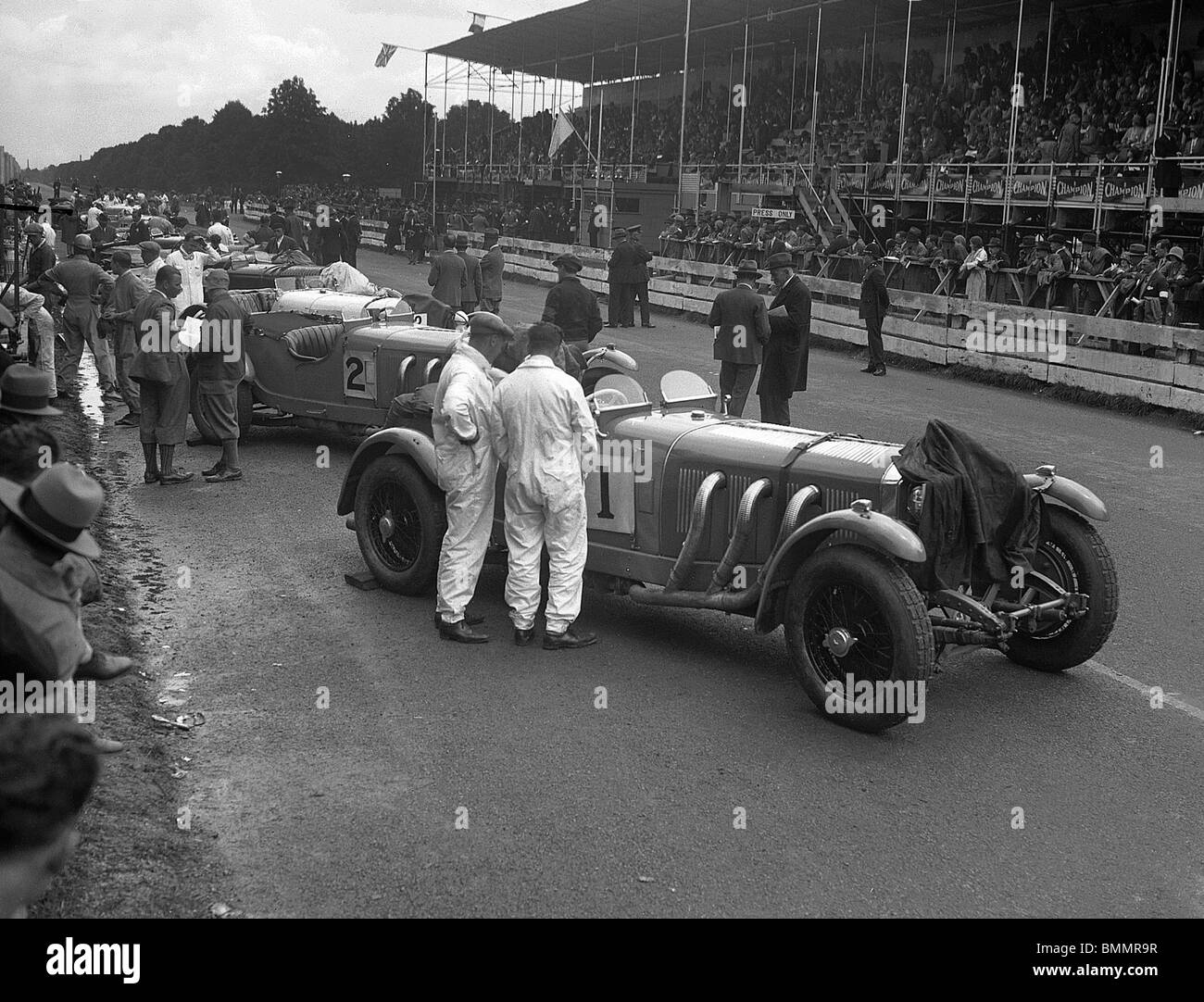 Mercedes Benz SSK 238-250-Team bei irische Grand-Prix-1930. Nummer 1 M. Campbell, Nummer 2 Earl Howe, Nummer 3 R. Caracciola. Stockfoto