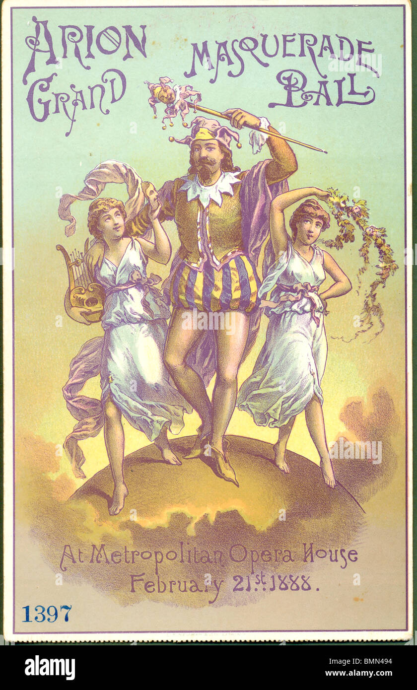 Ticket Nr. 1397 zum Arion Grand Masquerade Ball, New York, USA (recto of Image BMN46M) 1888 Stockfoto