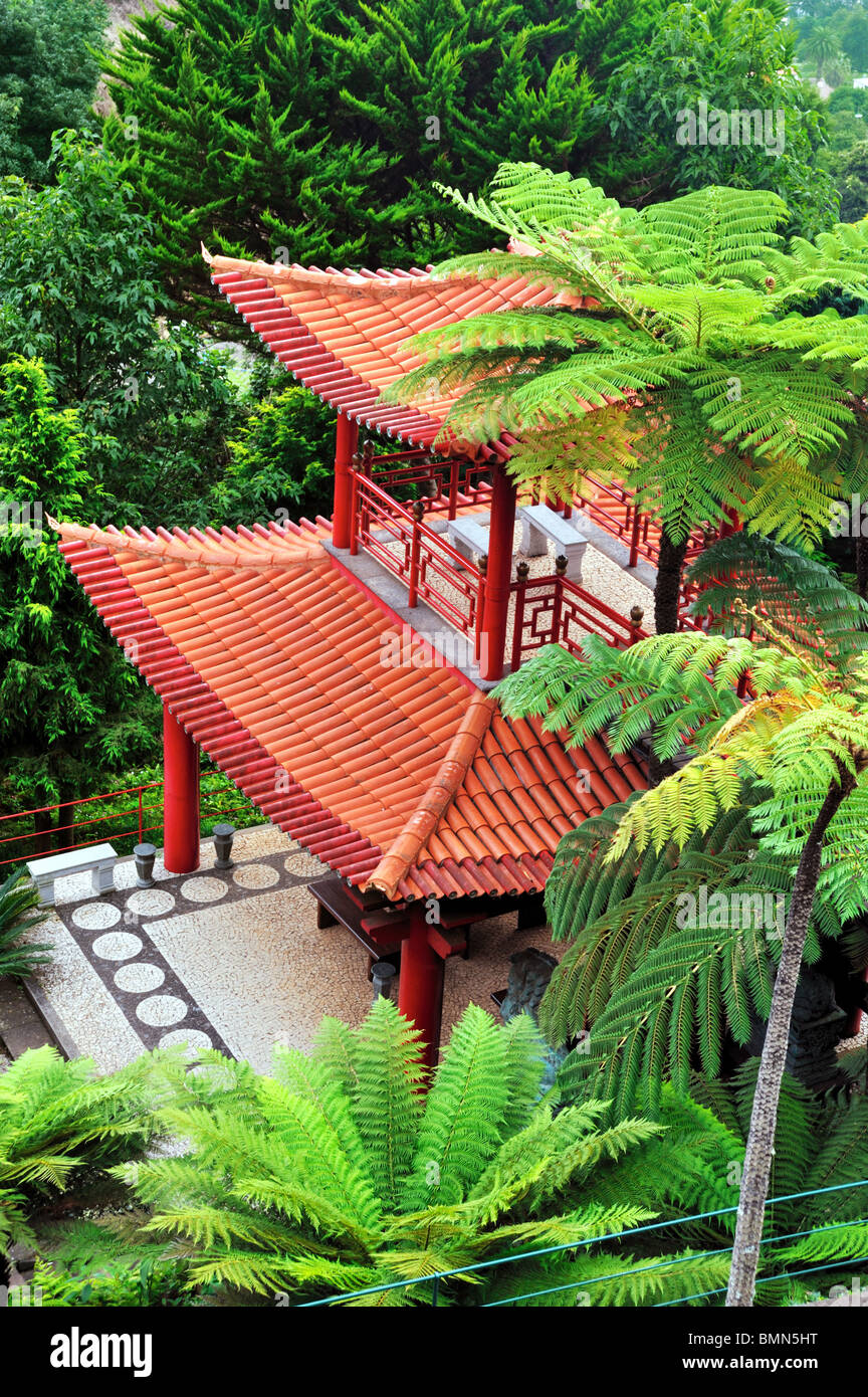 Pagode, tropische Garten Monte Palace Monte, Madeira Stockfotografie