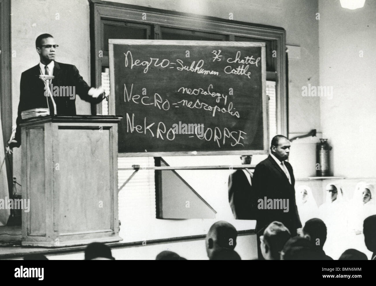 MALCOLM X (1925 – 1965), US-amerikanischer Minister und Menschenrechts-Aktivisten als Leiter der selbsternannten Nation des Islams Stockfoto