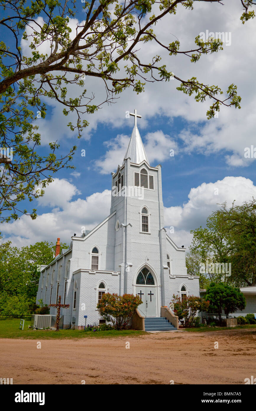 Die Trinity Lutheran Church in der Nähe von Lyndon Bains Johnson National Historic Park, Stonewall, Texas, USA. Stockfoto