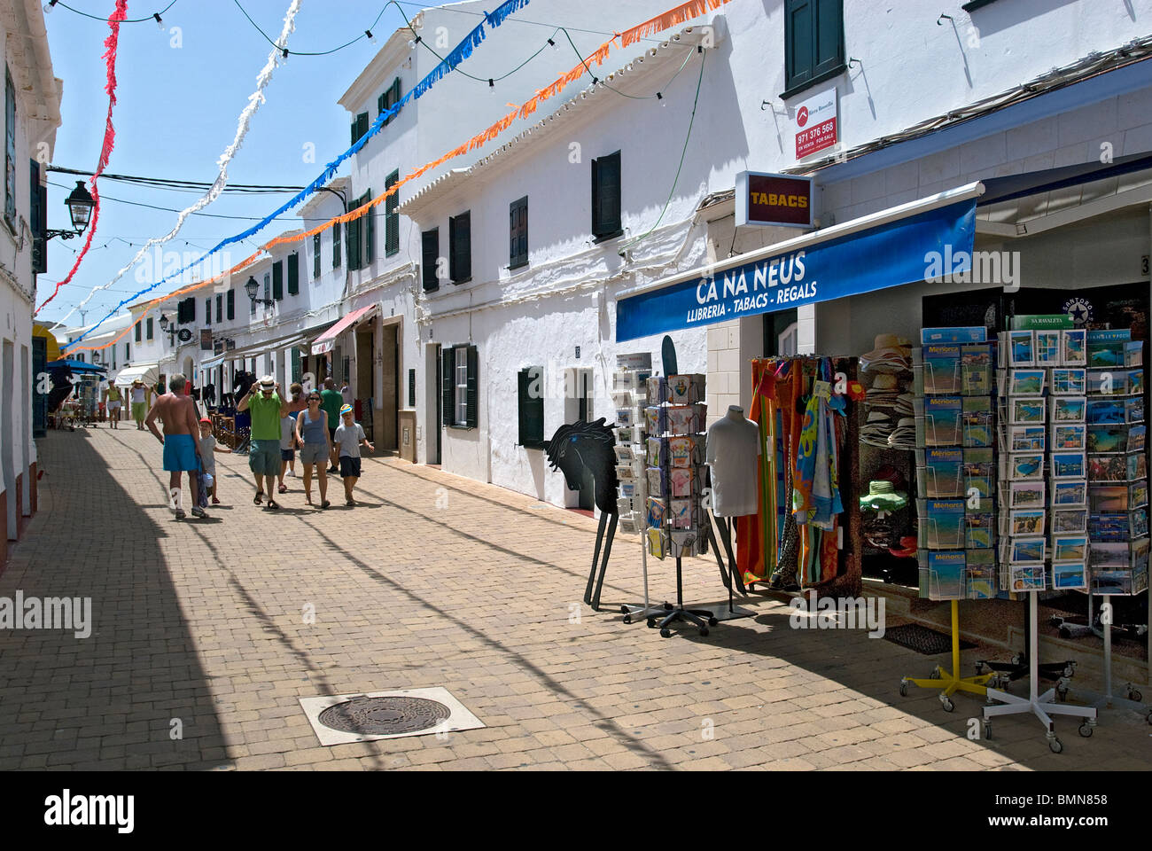 Main Street, Fornells, Menorca, Balearen, Spanien Stockfoto