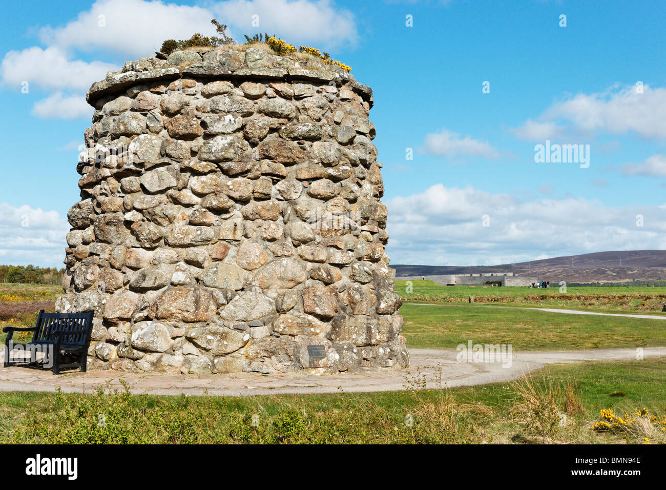 Die Schlacht von Culloden Memorial Cairn, in der Nähe von Inverness, Highland, Schottland, UK. Stockfoto