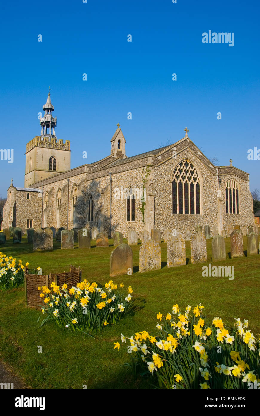 Norfolk, Shipdham Pfarrkirche, Frühling Stockfoto