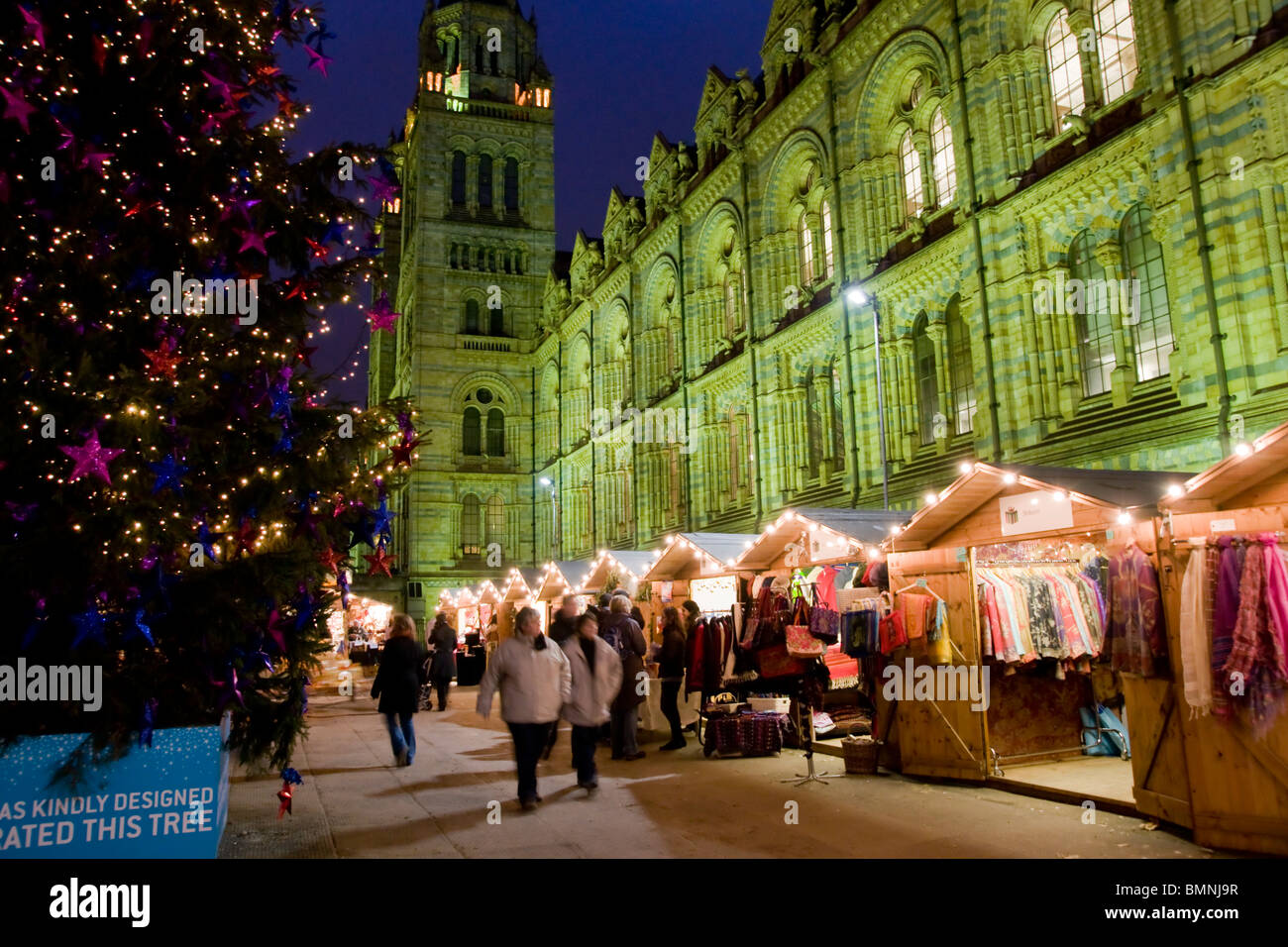 London, Natural History Museum-Weihnachtsmarkt Stockfoto