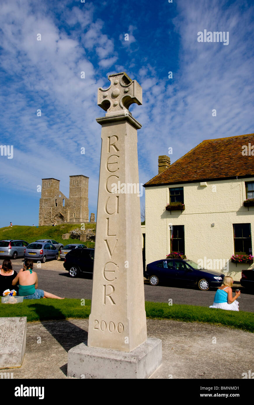 Europa, Großbritannien, England, Kent, Reculver Türme Herne Bay Stockfoto