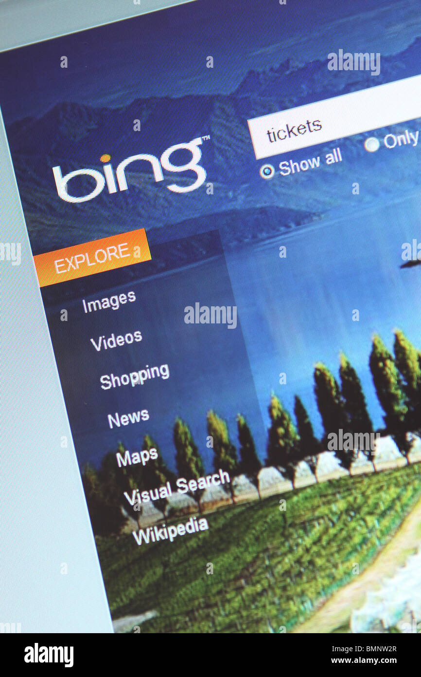 Bing bing.com Internet Www Web-Suchmaschine Stockfoto