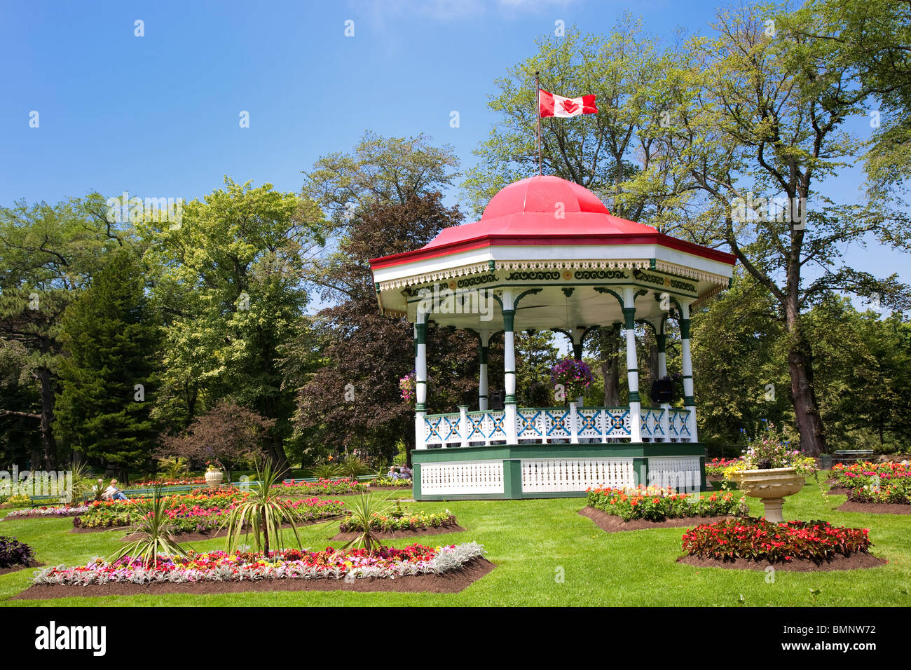 Der Musikpavillon oder Pavillon in Halifax Public Gardens in Halifax, Nova Scotia. Stockfoto