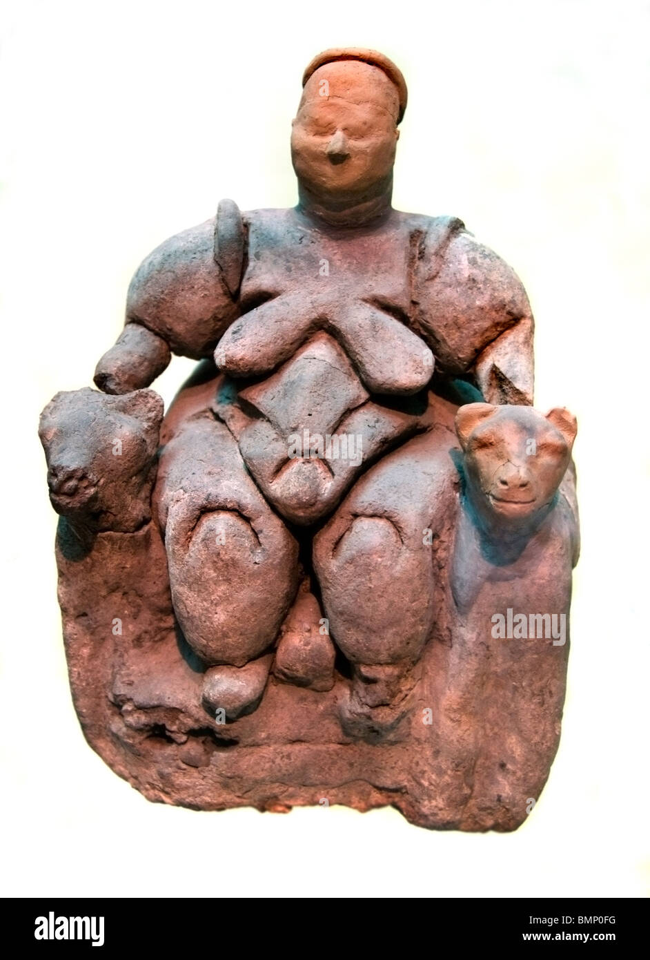 Mutter Göttin auf ein Thron Neolithikum 7. bis 5. Jahrtausend v. Chr. Heiligtum von Catal Hüyük Anatolische Museum Ankara Stockfoto