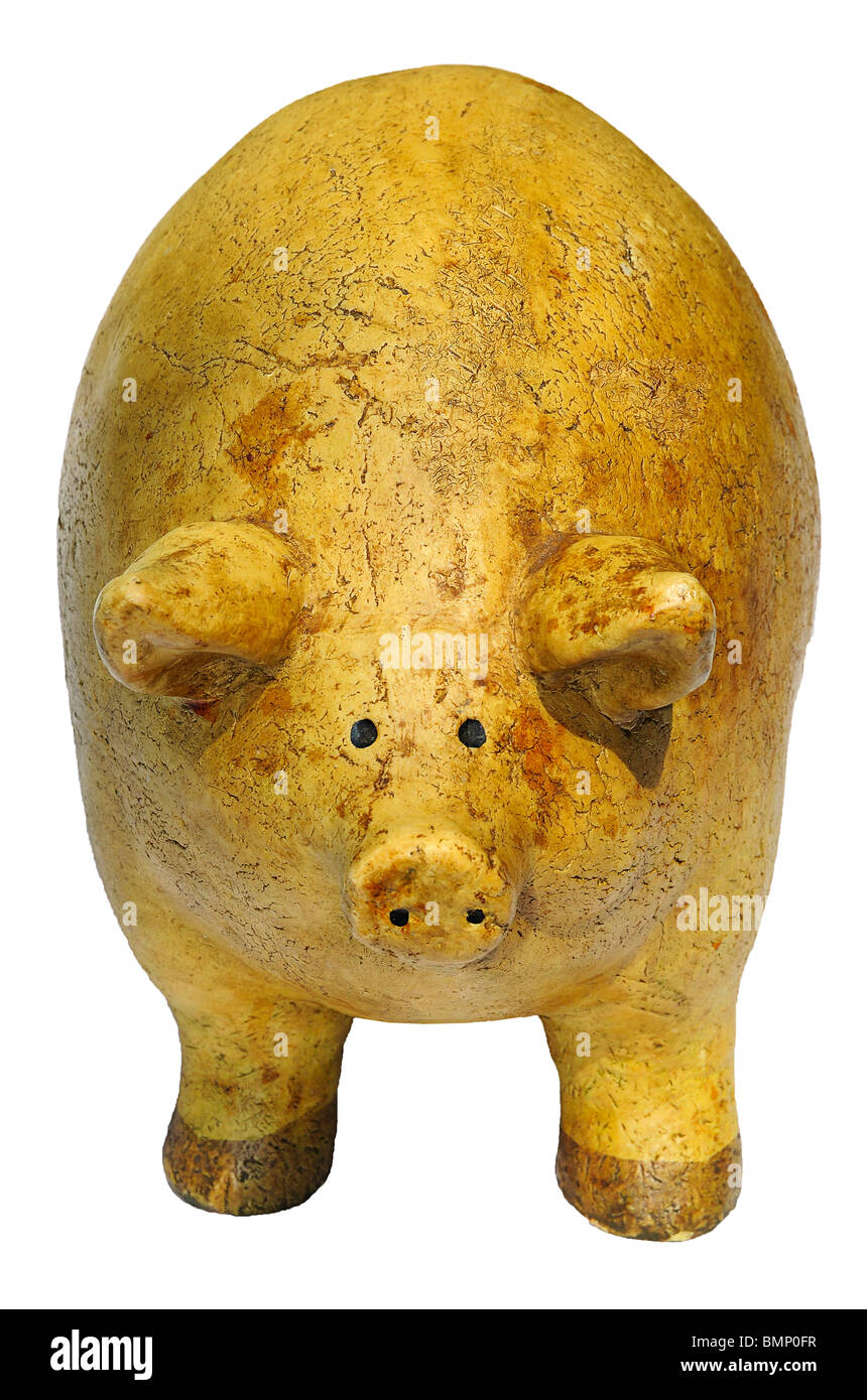 Antike fettes Schwein Skulptur suchen müde, alt und abgenutzt. Stockfoto