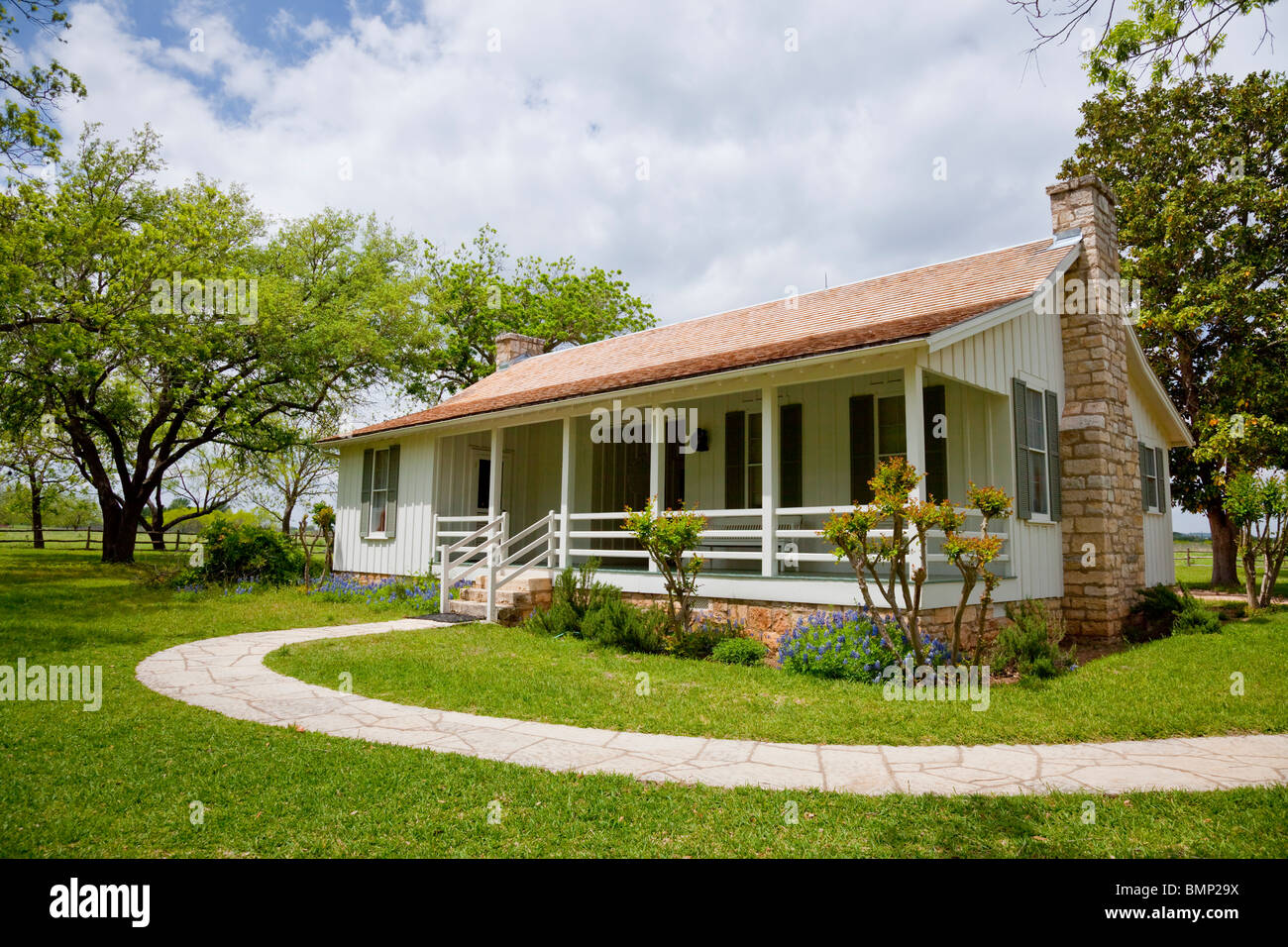Bains Lyndon Johnson Geburtsort nach Hause in die LBJ National Historic Park, Stonewall, Texas, USA. Stockfoto