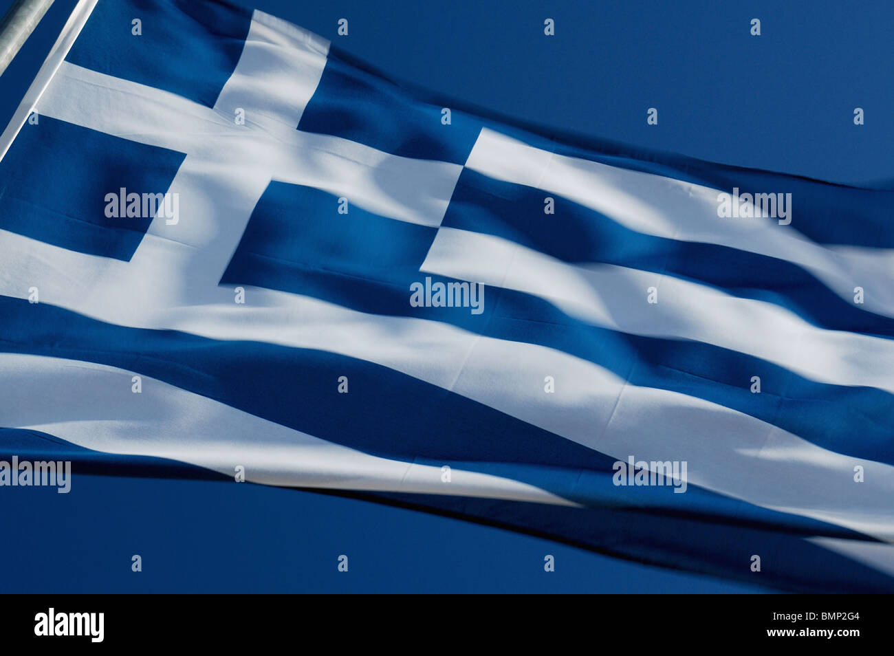 Griechische Flagge im Wind, sauber, Griechenland Stockfoto