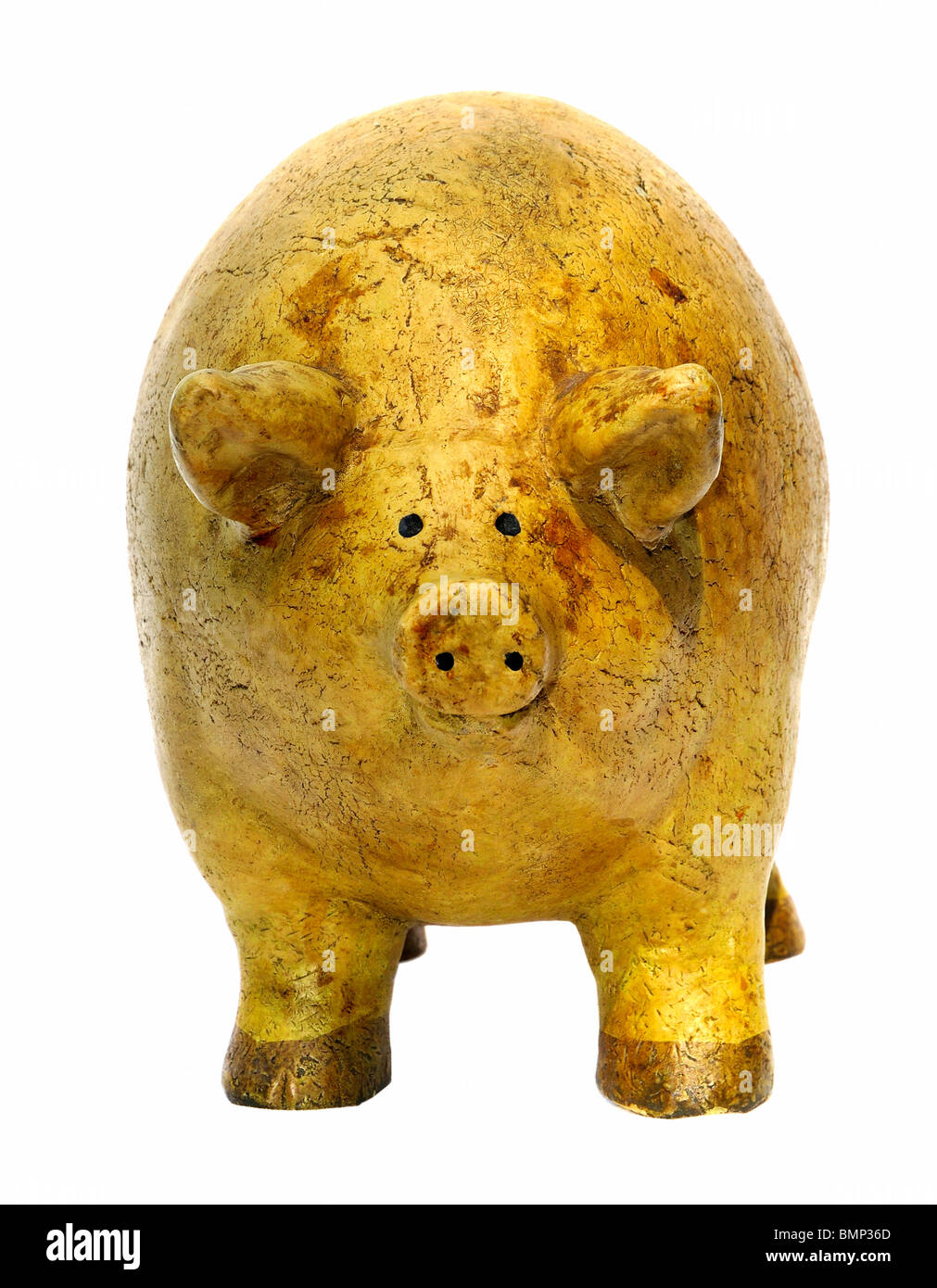 Antike fettes Schwein Skulptur suchen müde, alt und abgenutzt. Stockfoto